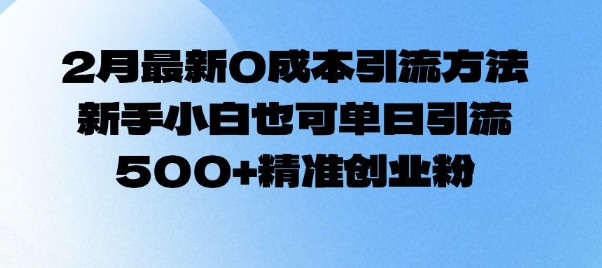 2月最新0成本引流方法，新手小白也可单日引流500+精准创业粉-51资源库
