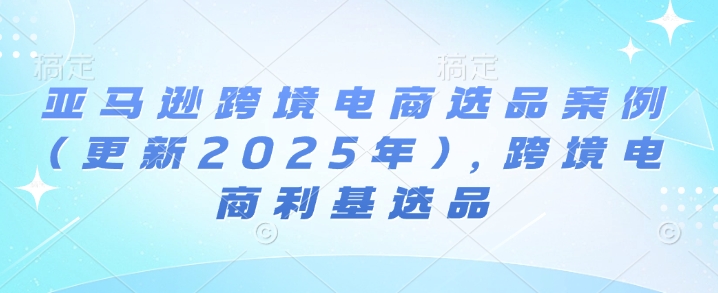 亚马逊跨境电商选品案例(更新2025年2月)，跨境电商利基选品-51资源库