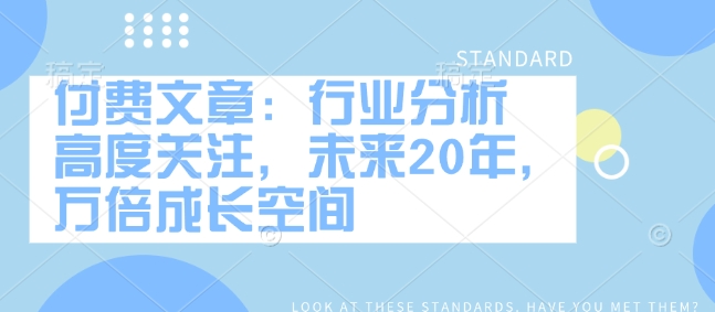 付费文章：行业分析 高度关注，未来20年，万倍成长空间-51资源库