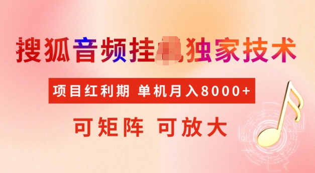 首发搜狐音频挂JI，项目红利期，可矩阵可放大，稳定月入5k【揭秘】-51资源库