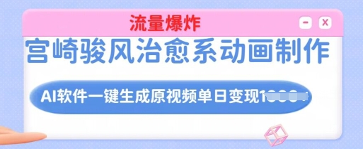 宫崎骏风治愈系动画制作，AI软件一键生成原创视频流量爆炸，单日变现多张，详细实操流程-51资源库