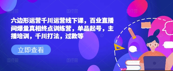 六边形运营千川运营线下课，百业直播间爆量真相终点训练营，单品起号，主播培训，千川打法，过款等-51资源库