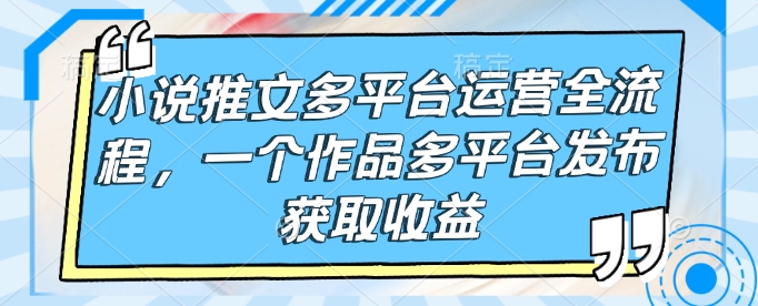 小说推文多平台运营全流程，一个作品多平台发布获取收益-51资源库