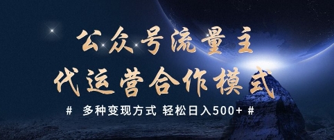 公众号流量主代运营  多种变现方式 轻松日入5张【揭秘】-51资源库