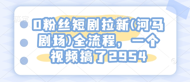 0粉丝短剧拉新(河马剧场)全流程，一个视频搞了2954-51资源库