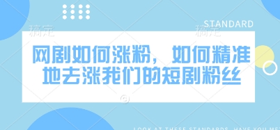 网剧如何涨粉，如何精准地去涨我们的短剧粉丝-51资源库