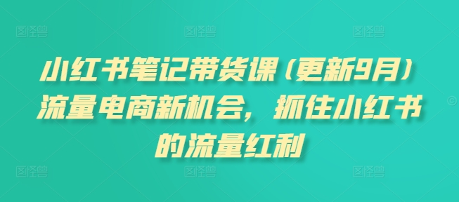 小红书笔记带货课(更新25年3月)流量电商新机会，抓住小红书的流量红利-51资源库