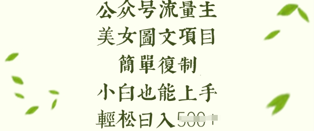 流量主长期收益项目，美女图片简单复制，小白也能上手，轻松日入5张-51资源库