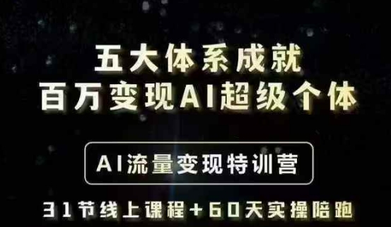 五大体系成就百万变现AI超级个体- AI流量变现特训营，一步一步教你一个人怎么年入百W-51资源库