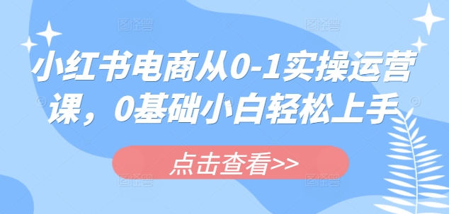 小红书电商从0-1实操运营课，0基础小白轻松上手-51资源库