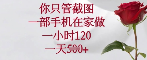 你只管截图，一部手机在家做，一小时120.一天5张【揭秘】-51资源库