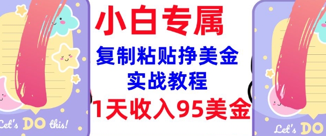 复制粘贴挣美金，0门槛，1天收入95美刀，3分钟学会，内部教程(首次公开)-51资源库
