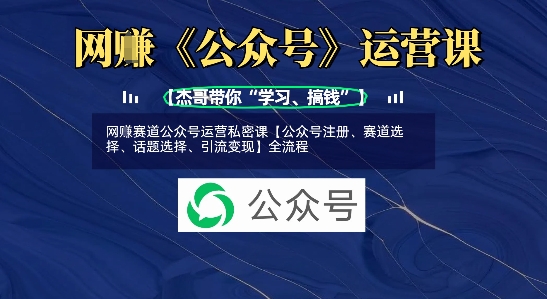 网创赛道公众号运营私密课【公众号注册、赛道选择、话题选择、引流变现】全流程-51资源库