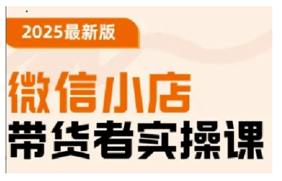 2025最新版微信小店带货者实操课，基础操作到高级运营技巧，快速上手-51资源库