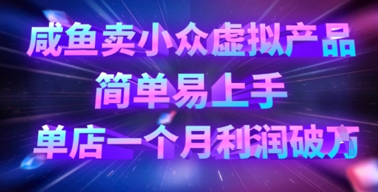 咸鱼卖小众虚拟产品，简单易上手，单店一个月利润破W-51资源库