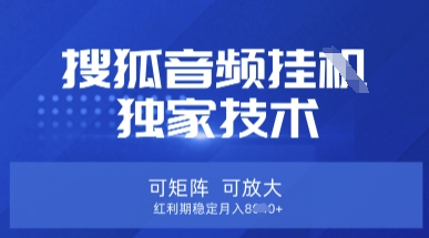 【搜狐音频挂G】独家技术，可矩阵可放大，红利期稳定月入8k【揭秘】-51资源库
