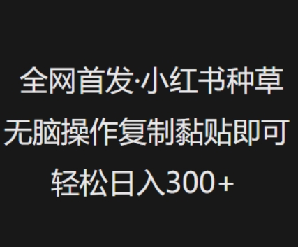 全网首发，小红书种草无脑操作，复制黏贴即可，轻松日入3张-51资源库