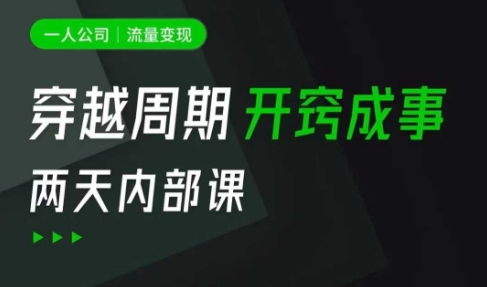 一人公司：流量变现课，一人公司的方法模型拆解， 拆解富人思维，流量思维，小老板思维等-51资源库