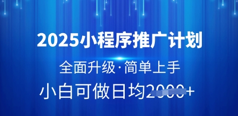 2025小程序推广计划，全面升级，简单上手，日均多张【揭秘】-51资源库