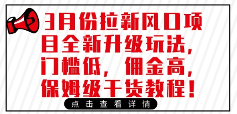 3月份拉新风口项目全新升级玩法，门槛低，佣金高，保姆级干货教程-51资源库