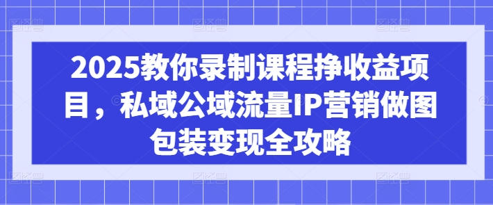 2025教你录制课程挣收益项目，私域公域流量IP营销做图包装变现全攻略-51资源库
