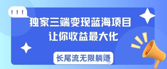 独家三端变现蓝海项目，让你收益最大化，长尾流无限躺挣-51资源库