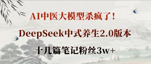 AI中医大模型杀疯了！DeepSeek中式养生2.0版本，十几篇笔记粉丝3w+-51资源库