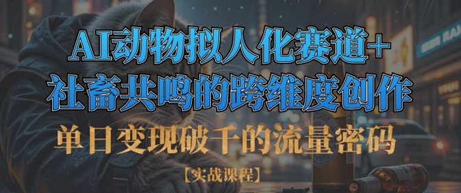 单日变现破千的流量密码，AI动物拟人化赛道+社畜共鸣的跨维度创作-51资源库