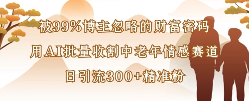 被99%博主忽略的财富密码：用AI批量收割中老年情感赛道，日引流300+精准粉-51资源库